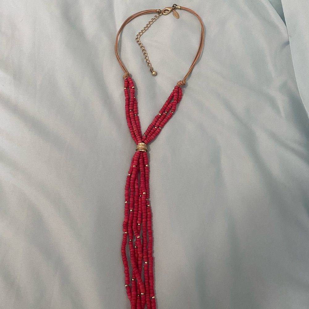Chico’s Elegant Red Beaded Necklace. 18 inches long with a 4 inch extender.